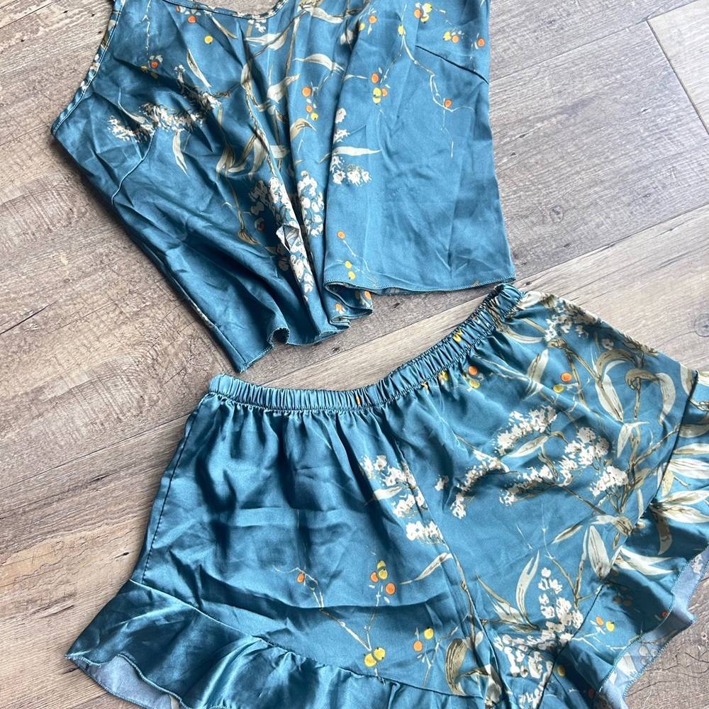Floral Satin Pajama Set
